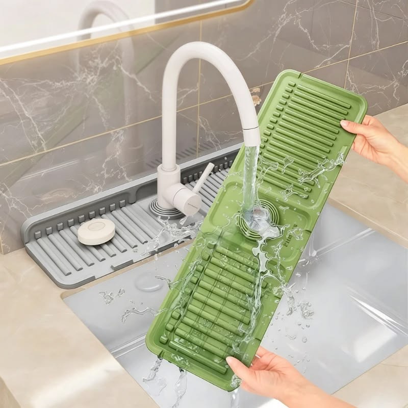 Silicone Faucet Splash Mat – Draining Pad for Kitchen & Bathroom Sink (RANDOM COLOUR)