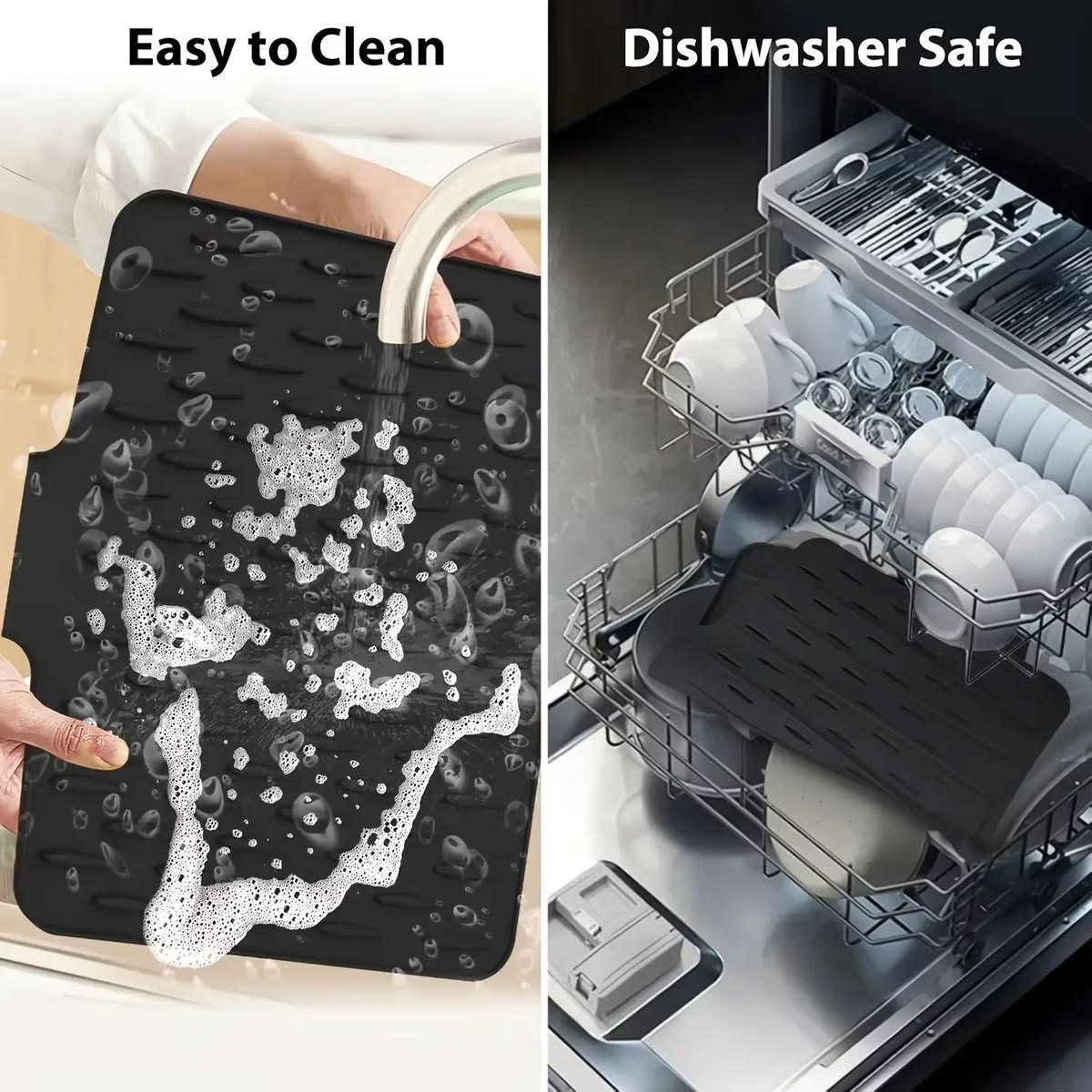 Silicone Quick Dry Drain Mat – Non-Slip Sink & Counter Pad.