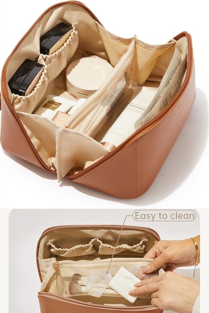 Travel Makeup Bag & Brush Organizer – Waterproof Cosmetic Pouch