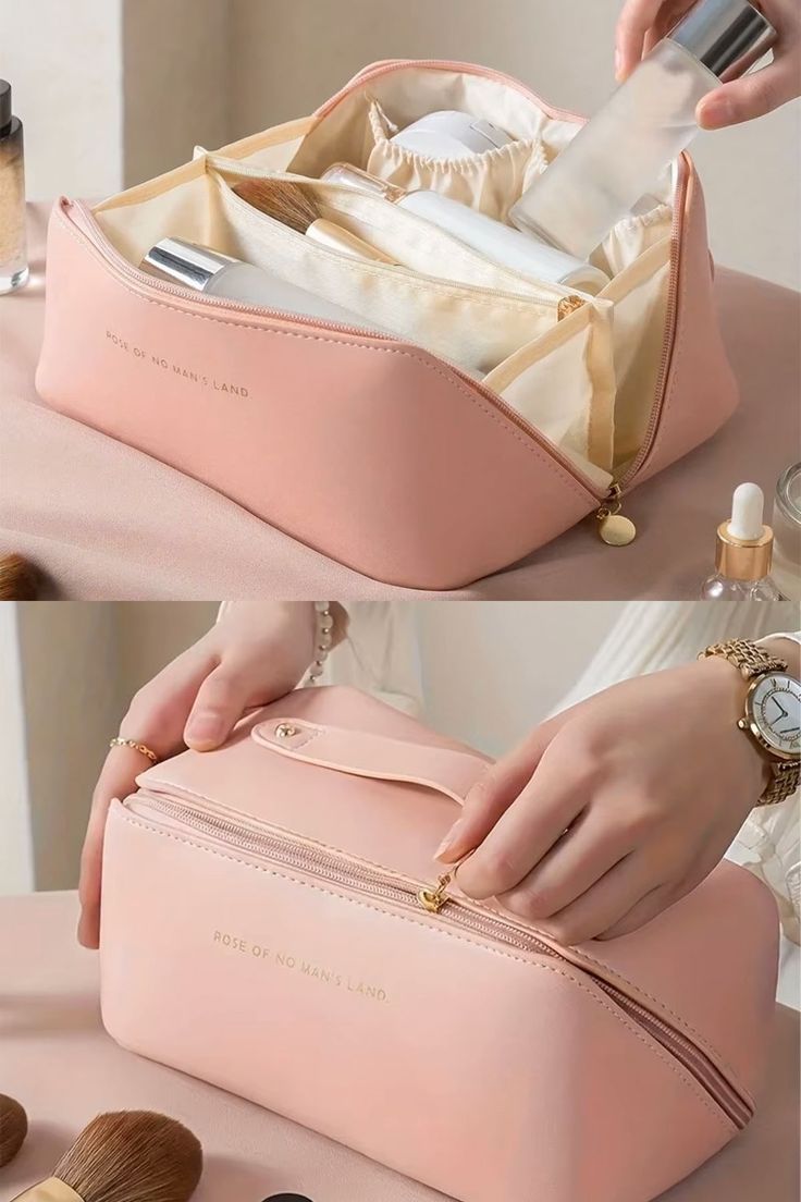 Travel Makeup Bag & Brush Organizer – Waterproof Cosmetic Pouch