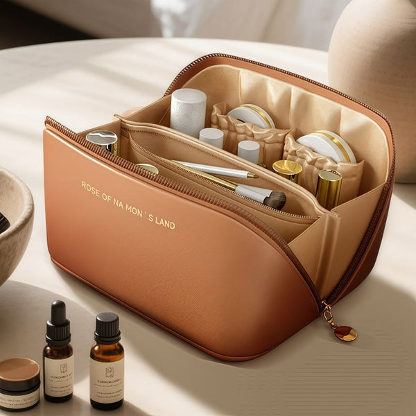 Travel Makeup Bag & Brush Organizer – Waterproof Cosmetic Pouch