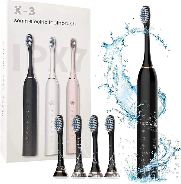 X-3 Sonic Electric Toothbrush Set with Extra Replacement Heads