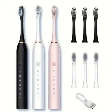 X-3 Sonic Electric Toothbrush Set with Extra Replacement Heads