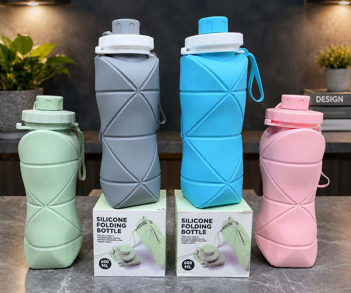 600ml Collapsible Silicone Water Bottle – Lightweight Travel Flask