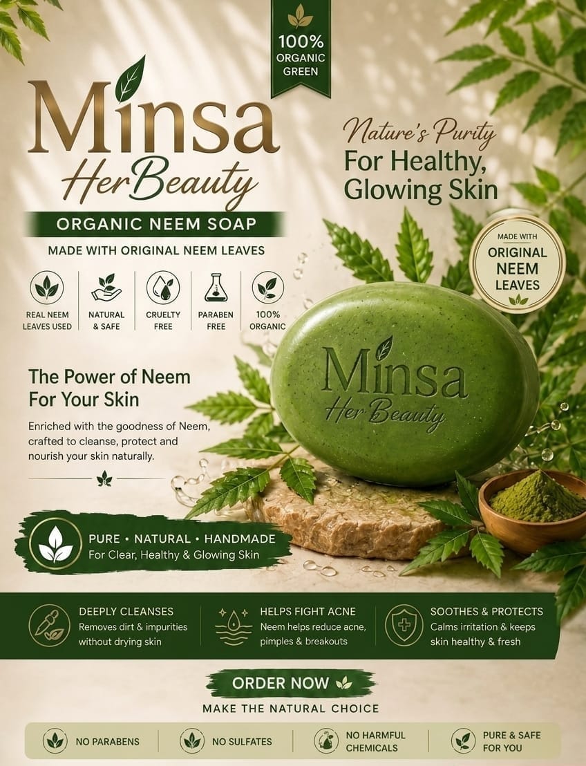 100% Organic Neem Soap – Natural Antibacterial Skin Care Bar