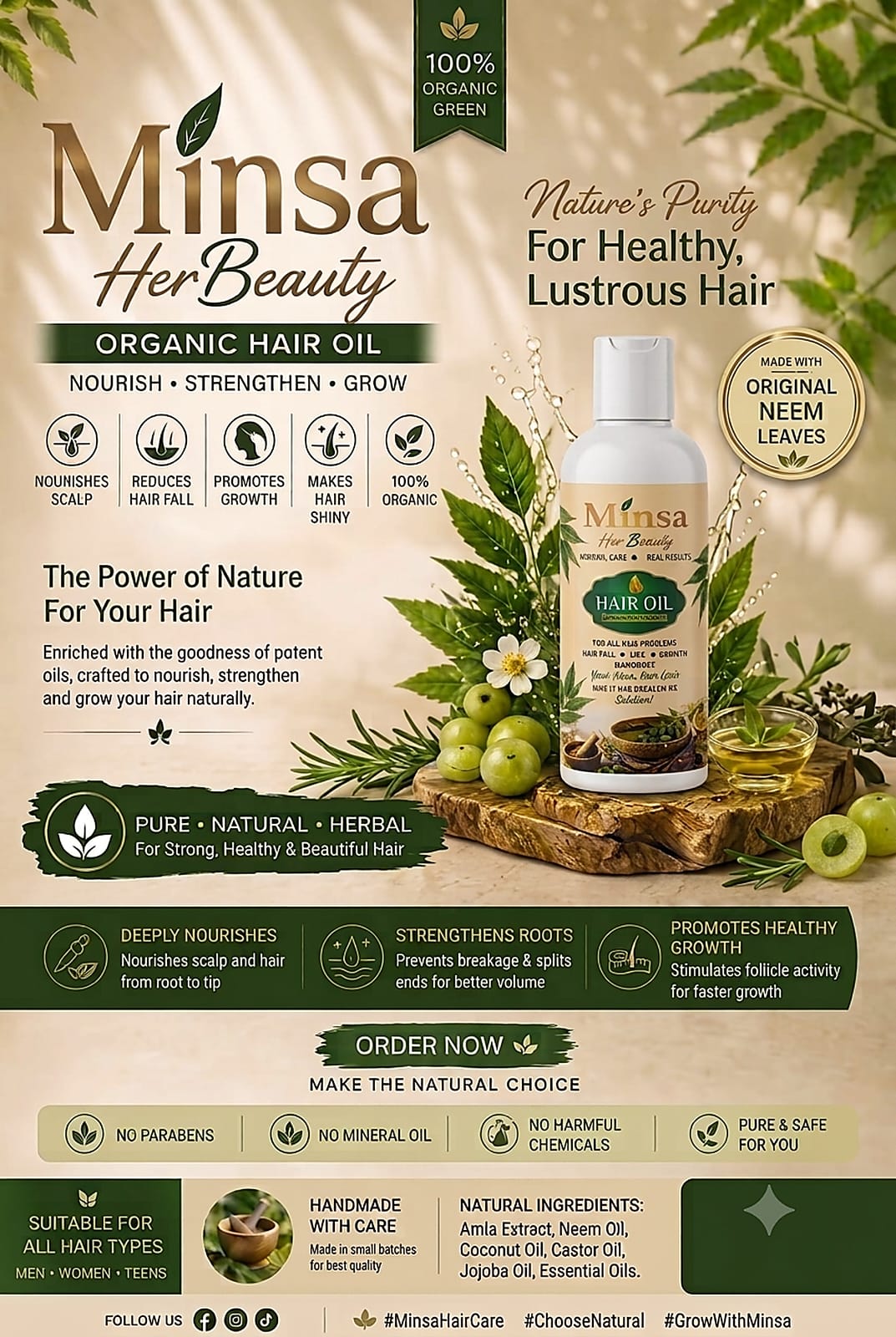 100% Organic Hair Oil – Anti-Hair Fall & Growth Booster.