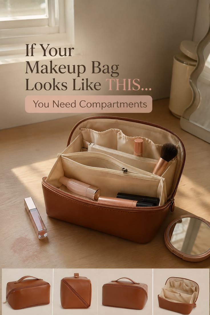 Travel Makeup Bag & Brush Organizer – Waterproof Cosmetic Pouch